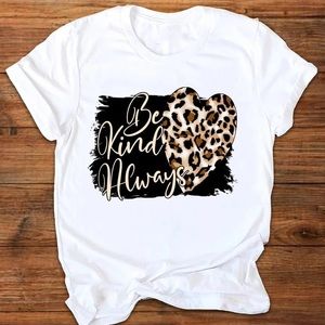 Women Graphic Leopard Love T Shirt Womens T-Shirt